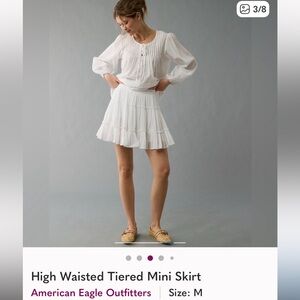 American Eagle Outfitters White Tiered Mini Skirt